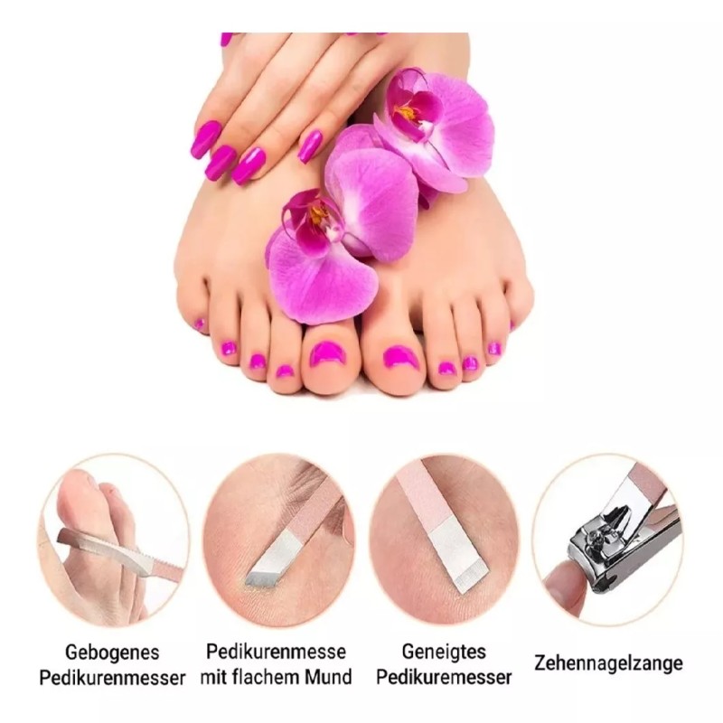Silver Access Kit De Herramientas Para Pedicura Manicura Estuche 18
