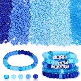 AWARDSEN 1000 PCS Pony Beads Bulk Assorted Pony Beads for Kandi Bracelet Making Kit Phone Charm DIY for Bracelet Jewellery Making Supplies 6x9mm Blue Classic Multicolour Gradient