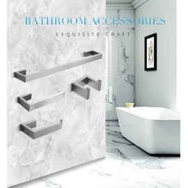 4-piece SUS 304 Stainless Steel Wall Mounted Bathroom Hardware Accessories SetColor: Silver