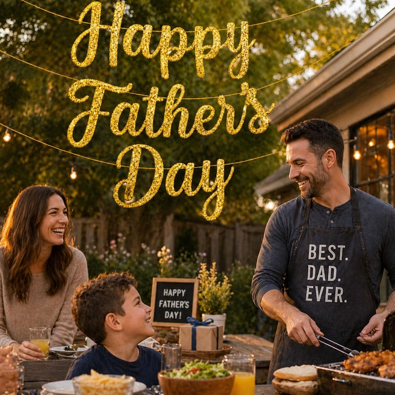 Happy Father’s Day Banner Garland – Glitter Paper Script Letter