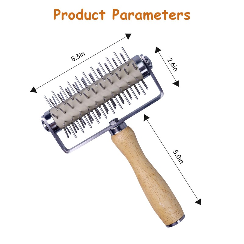 Stainless Steel Pizza Docker, Pizza Dough Docker with Wooden Handle,