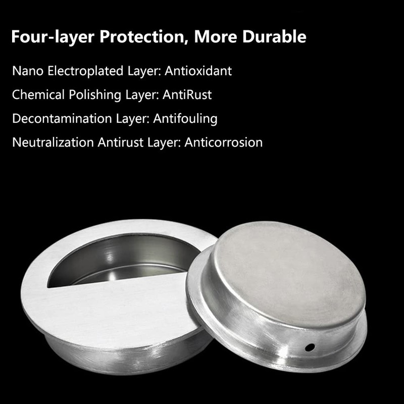 Round Stainless Steel 5 cm Silver Recessed Handle Inlet Handle
