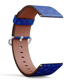 Compatible with Ticwatch GTH 2 / Pro 3 / Pro 2020 / Pro S/GTX, 22mm Replacement Leather Watch Band (Blue Paw Print Icon Isolated) Smartwatch Strap Bracelet