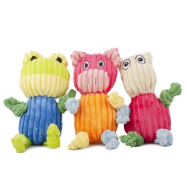 SyChien 3 Pack Squeaky Dog Toys, Tough Stuffed Plush Animal Dog Toy Set for Small Medium Large Dogs