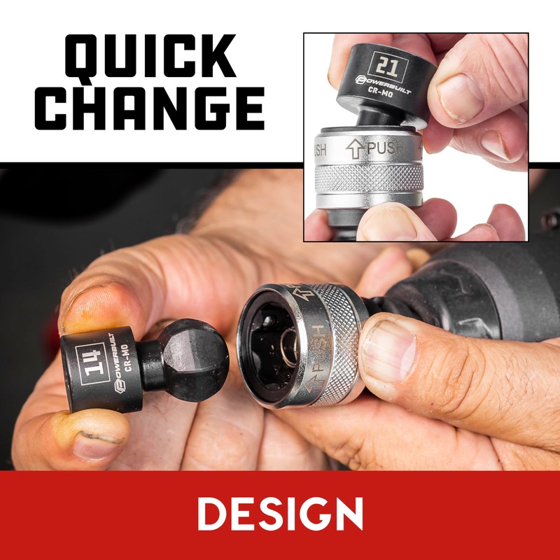 Powerbuilt 9 Piece 1/2-Inch Drive Impact Grade Universal Joint Quick-Change