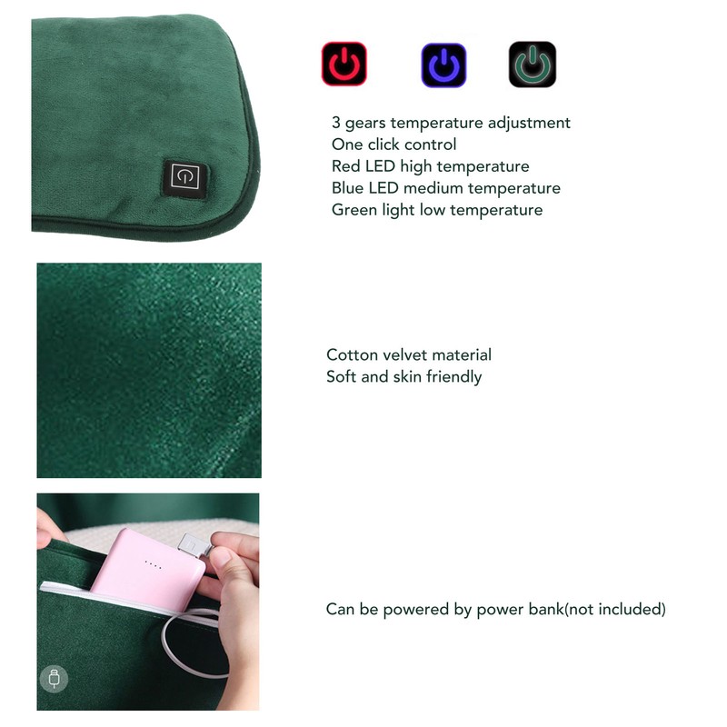 Electric Heated Hand Warmer Soft Cotton Velvet 3 Gears Temperature