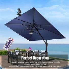 Solar Umbrella Lights, 104 LEDs Waterproof Timed Solar Patio Lights with Brightness Adjustable, Remote Control, Outdoor Solar Umbrella Lights for Umbrellas, Pool, Deck, Beach