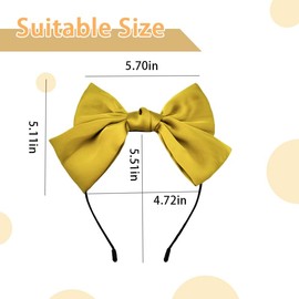 Birthday Hair Accessories for Women Girls Yellow Bow Headbands Large Knot Bow Headband for Women Double Layer Bowknot Hair Bands French Bow Hair Hoop for Women No Slip Bowknot Head Piece for Women