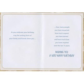 Designer Greetings White Feathers - Celebrating 75 Wonderful Years Age 75 / 75th Birthday Card