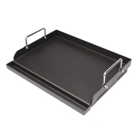 Utheer 17" x 13" Nonstick Coating Cooking Griddle for Gas Grill, Universal Griddle Flat Top Plate Insert with Grease Groove and Removable Handles for Charcoal/Gas Grills, Camping, Tailgating, Parties