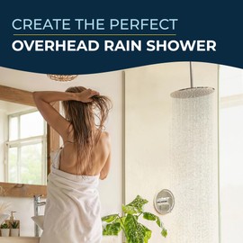 HammerHead Showers All Metal 12 Inch Ceiling Mount Shower Arm and Flange with Set Screw, Extra Long Straight Shower Arm for Rain Shower Head, Ceiling-Mounted Rain Shower Arm, Chrome