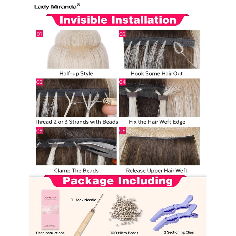 LADY MIRANDA Double Weft Invisible Hair Extensions Real Human Hair