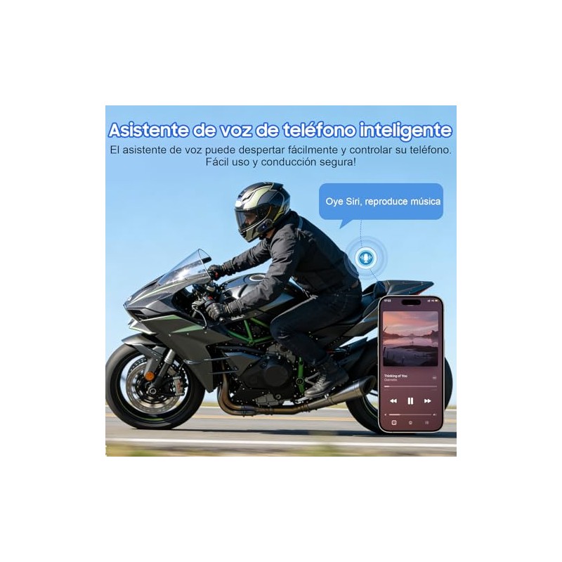 Casco de Motocicleta con Cancelación de Ruido, Auriculares con Asistente