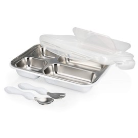 Nuby Insulated Travel Lunchbox with Fork, Spoon, and Lid - 12+ Months - Stainless Steel