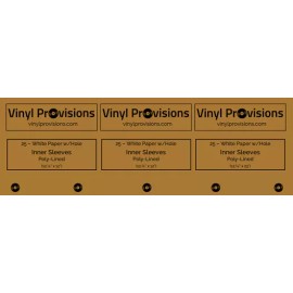 Vinyl Provisions 25 Poly-Lined Inner Record Sleeves (White Paper) For 12" (33 RPM) Vinyl Records