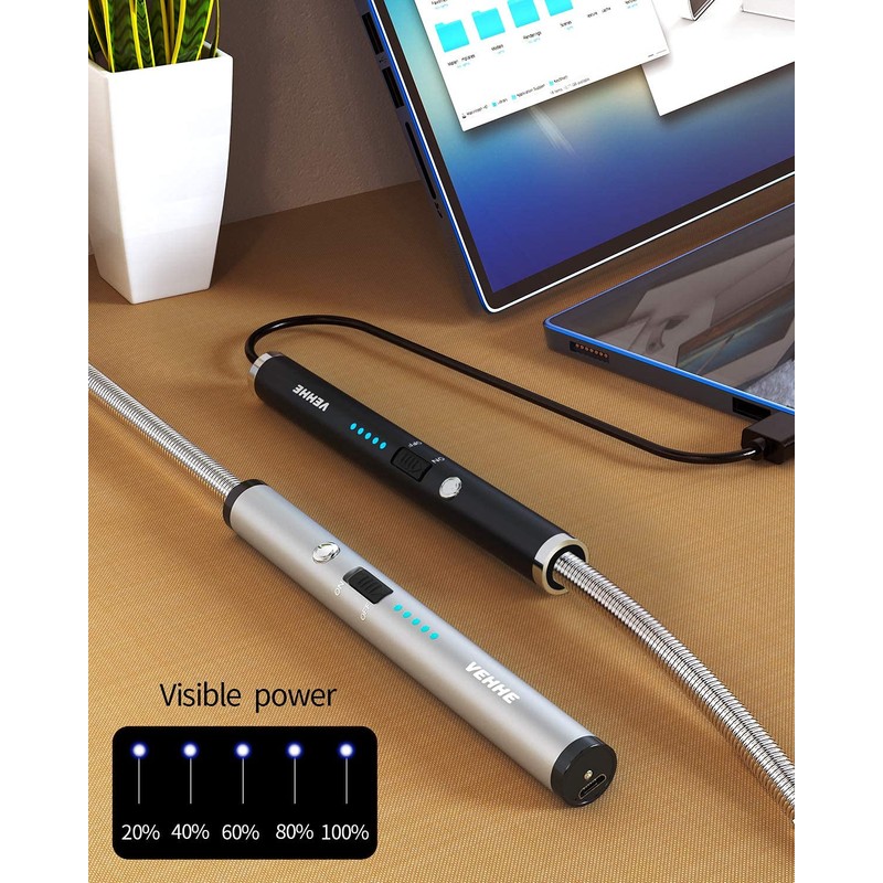 VEHHE Candle Lighter, 2 Pack Rechargeable Electric Lighter with LED