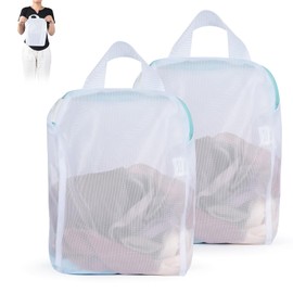 OTraki 2Pcs Small Laundry Bags 10x12 Inch Delicates Lingerie Bags for Laundry Mesh Wash Bags 10x12 Inch Hanging Laundry Bag Sock Bra Underwear Storage Laundry Room Organization, White