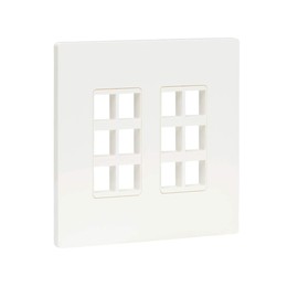Tripp Lite 12-Port Universal Keystone Double-Gang Wall Plate, 2-Gang Faceplate, Adaptable, TAA, White (N080-212)