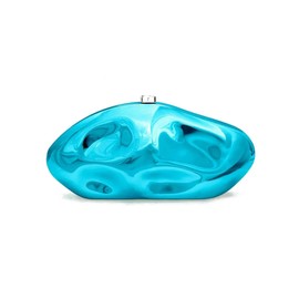 PSBIY Women Acrylic Evening Clutch Purse Unique Metallic Lattice Pattern Handbag Glitter Crossbody Bag for Banquet Prom, Sky Blue