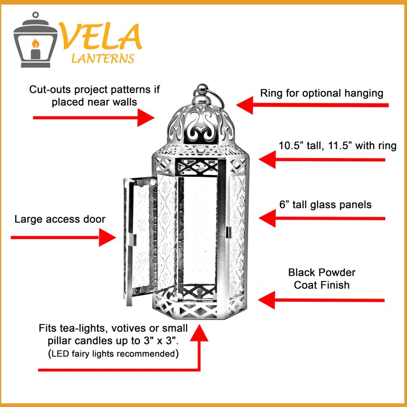 Vela Lanterns Portavelas Decorativo marroqui Faroles, Cristal Morado, Mediano