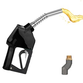 Fuel Nozzle 3/4" NPT Auto Shut Off gas pump handle with 3/4 fuel hose swivel, Gas Pump Nozzle Used for Gasoline, Diesel, and Kerosene Fuel Transfer, 13/16" Spout, 16 GPM Flow Rate (BLACK)