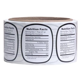 Mann Lake 250 Count Nutrition Label, Small