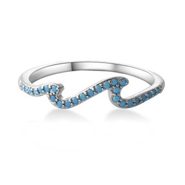 Sterling Silver Turquoise Wave Ring for Women Boho Style Stackable Statement Rings with Real Turquoise Jewelry Gemstone Rings for Beach or Vacation