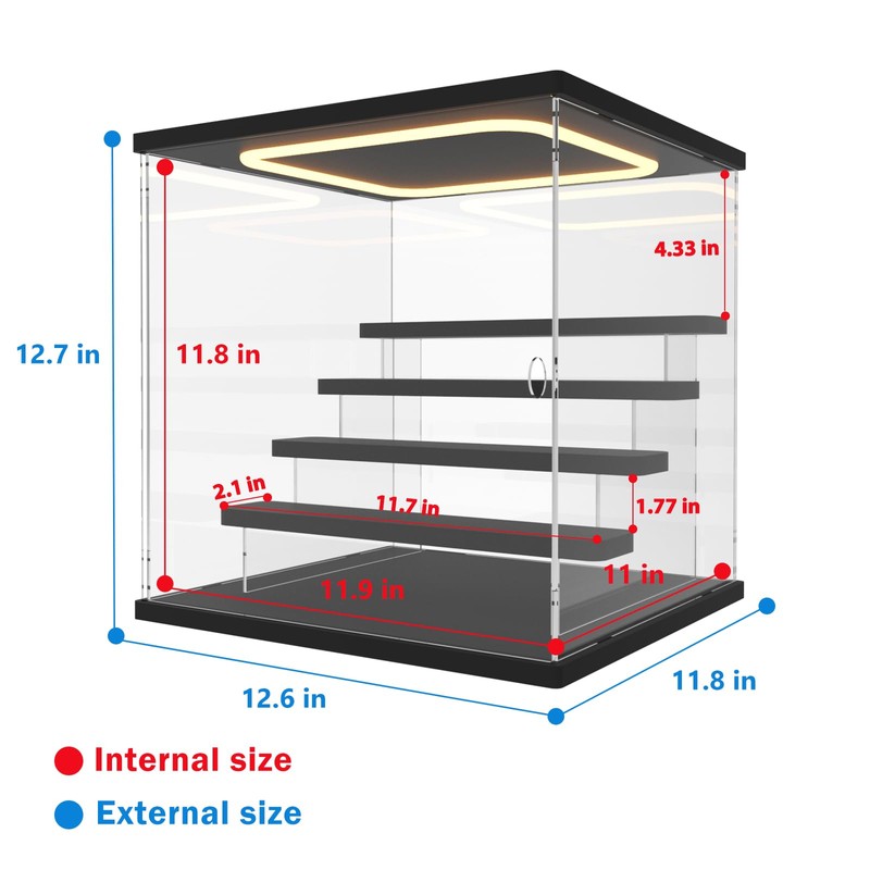 Nynelly Acrylic Lighted Display Case for Collectibles, 5 Tier Figure