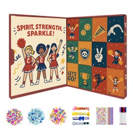 Christmas Advent Calendar 2025 Cheer Pins, 12 Days Xmas Countdown Calendar DIY Cheer Pins Set, Christmas Advent Calendar for Kids Teens Girls Women Creative Gifts