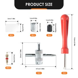PEAPIN Tire Repair Kit with Tyres Cores Wrenchs Dust Caps for Car Tyres, Schrader Valve Tool Valve Core Remover Tool for Car Bicycle
