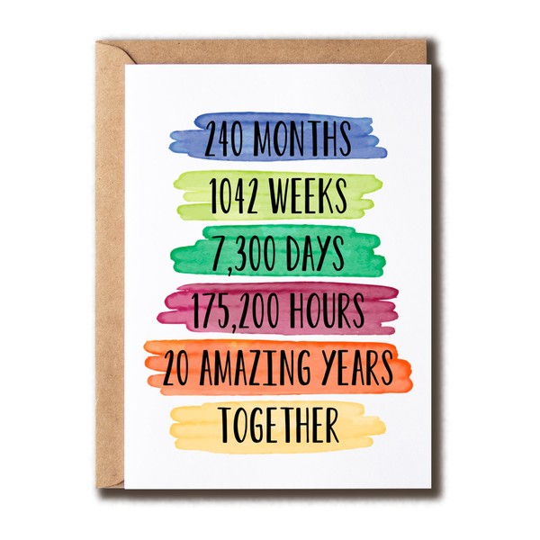 KoKi9xxGifts 240 Months Anniversary Card - 20 Amazing Years Greeting