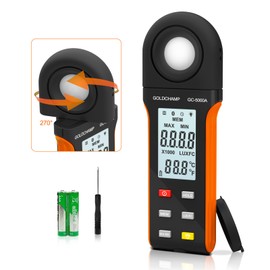 Digital Light Meter, Photometer, Integrated Thermometer & Illuminometer, Measuring Up to 400,000 Lux, 270 Degree Rotation Sensor, Data Retention, Ambient Temperature (℃/℉) Backlit Display, For
