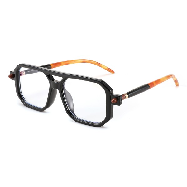 FEISEDY Vintage Square Blue Light Blocking Glasses Women Men 70s