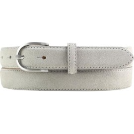 BELTINGER Women's Suede Belt 2.5 cm Suede Leather Belt for Women 25 mm Suede Belt with Round Belt Buckle, Light grey, silver