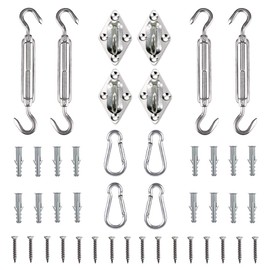 Tiberham Sun Shade Sail Hardware Kit, Heavy Duty Anti-Rust Rectangle/Square Shade Sail Installation for Patio Lawn and Garden (44 Pcs)