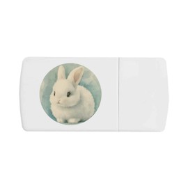 'Cute White Bunny' Pill Box with Tablet Splitter (PI00034348)