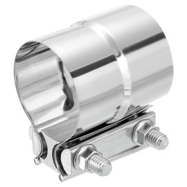 sourcing map 2-1/2" Exhaust Clamp, 304 Stainless Steel Butt Joint Band Clamp Sleeve Coupler Pipe Repair Clamp Universal Widening Clamp for 2-1/2" OD to 2-1/2" ID Exhaust Pipe Mufflers, Silver