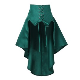 COSDREAMER Steampunk Women's Skirts Waist Belt for Women Ruffles Pirate Corset Costumes Green
