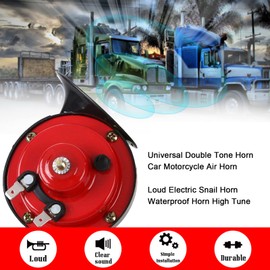 Daconovo 2pcs 12V Universal Double Tone Horn Car Motorcycle Air Horn Loud Electric Snail Horn Waterproof Horn High/Low Tune with 8 Sound Horn Controller