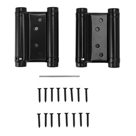 Bisagra de Resorte de Doble Acción de 3 Pulgadas, Acero Inoxidable con Acabado Chapado en Níquel Negro, 1 Par, Cierre Automático con Tornillos y Herramienta de Ajuste