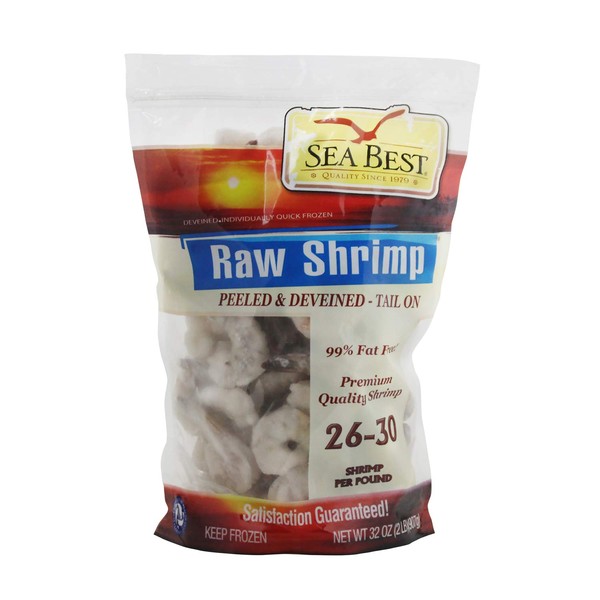 Sea Best 26/30 Count Peeled and Deveined Tail On Shrimp, 2 Pound