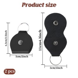 WLLHYF 2PCS Leather Keychain Ring Holder Jewelry Travel Pouch Ring Storage Box Ear Hook Flat Case Coin Bag for Workout Gym (Black)