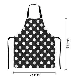 Lefolen Black and White Polka Dot Bib Apron with Adjustable Neck for Men Women,Suitable for Home Kitchen Cooking Waitress Chef Grill Bistro Baking BBQ Cobbler Apron