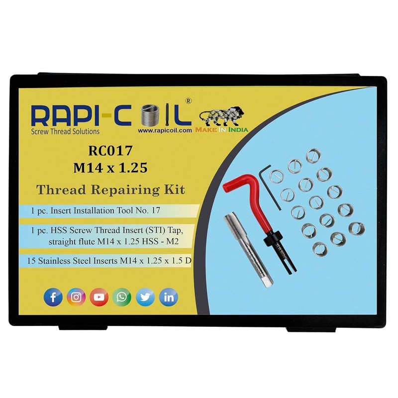 RAPI-COIL Metric Thread Repair Kit Stainless Steel Helicoil Insert 304