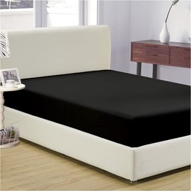 ComfyWell Super King Size Sheet Bed Cover - Deep Pocket 14 inch (35 cm) - Soft Brushed Microfibre Fabric Black Bedding - Shrinkage and Fade Resistant. (Super King (180x200cm), Black)