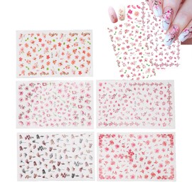 Pegatinas para Uñas Flores Pegatinas para Uñas Calcomanías para Uñas Suministros de Arte para Uñas en 3D Pegatinas para Uñas Lámina Deslizante Autoadhesiva con Hojas de Flores Secas Abalorios