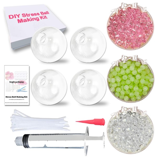 DIY Stress Ball Making Kit 4 TPR Skins, 3 Fillers,