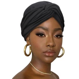 DRESHOW Hair Wrap for Women Soft Stretch Jersey Head Scarf Breathable Lightweight Turban Solid Color