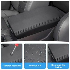 INTGET for 2023 2024 2025 2026 Honda CRV Center Console Cover Leather Middle Armrest Cover Center Console Lid Protector for 2026 HondaCRV Accessories (Black Stitches,2023+)