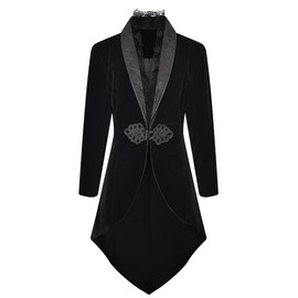 SUPLEAP Women Victorian Tailcoat Pirate Gothic Steampunk Jackets Medieval Coat (Black, Medium)